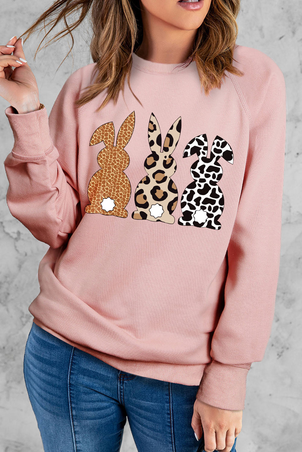 Leopard Easter Bunny Pullover Sweatshirt