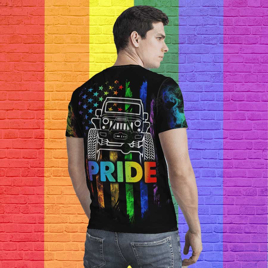 Pride Rainbow Jee Car 3D T Shirt For Gaymer, Gift For Gay Friend, 3D Lgbt Shirt For Pride Month, Love Is Love 3D Tshirt