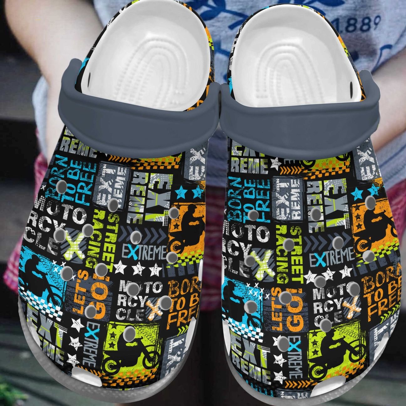 Motor Personalize Clog, Custom Name, Text, Fashion Style For Women, Men, Kid, Print 3D Born To Be Free