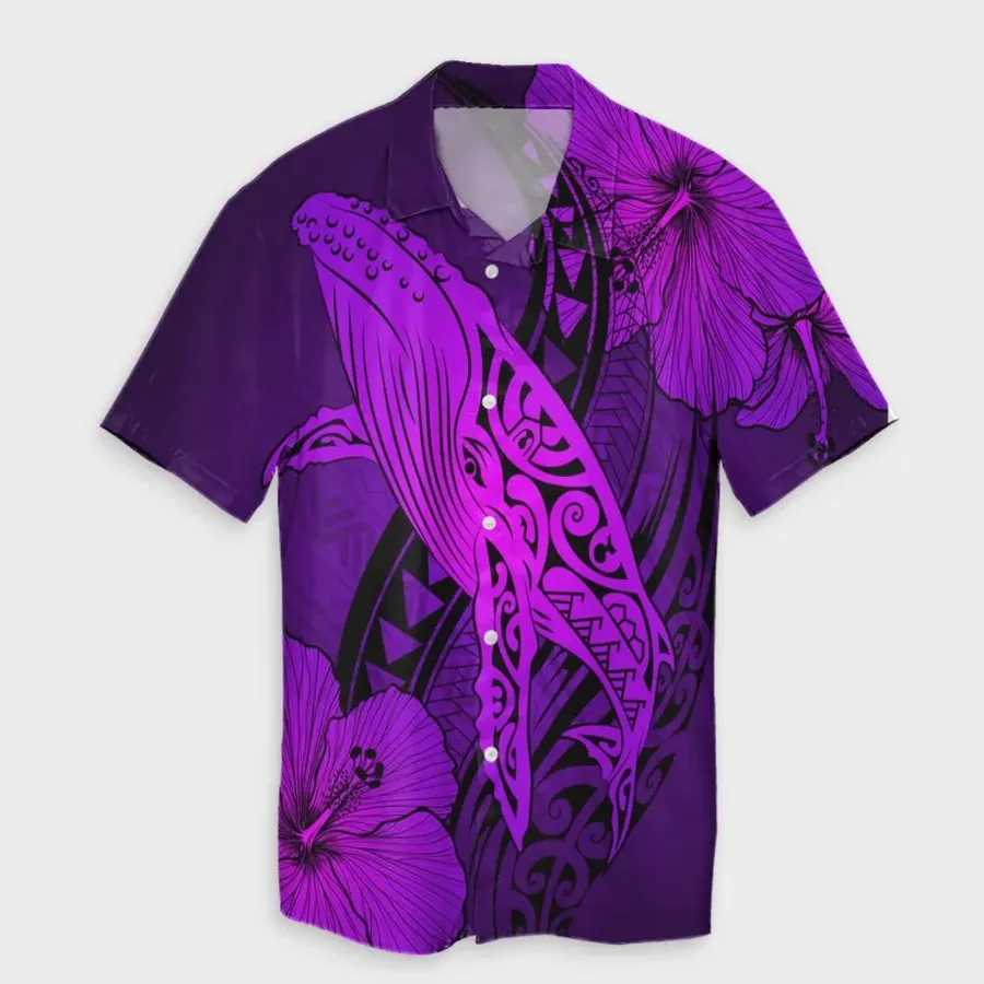 Map Whale Swim Hibiscus Polynesian Hawaii Shirt For Men Women Ha82030