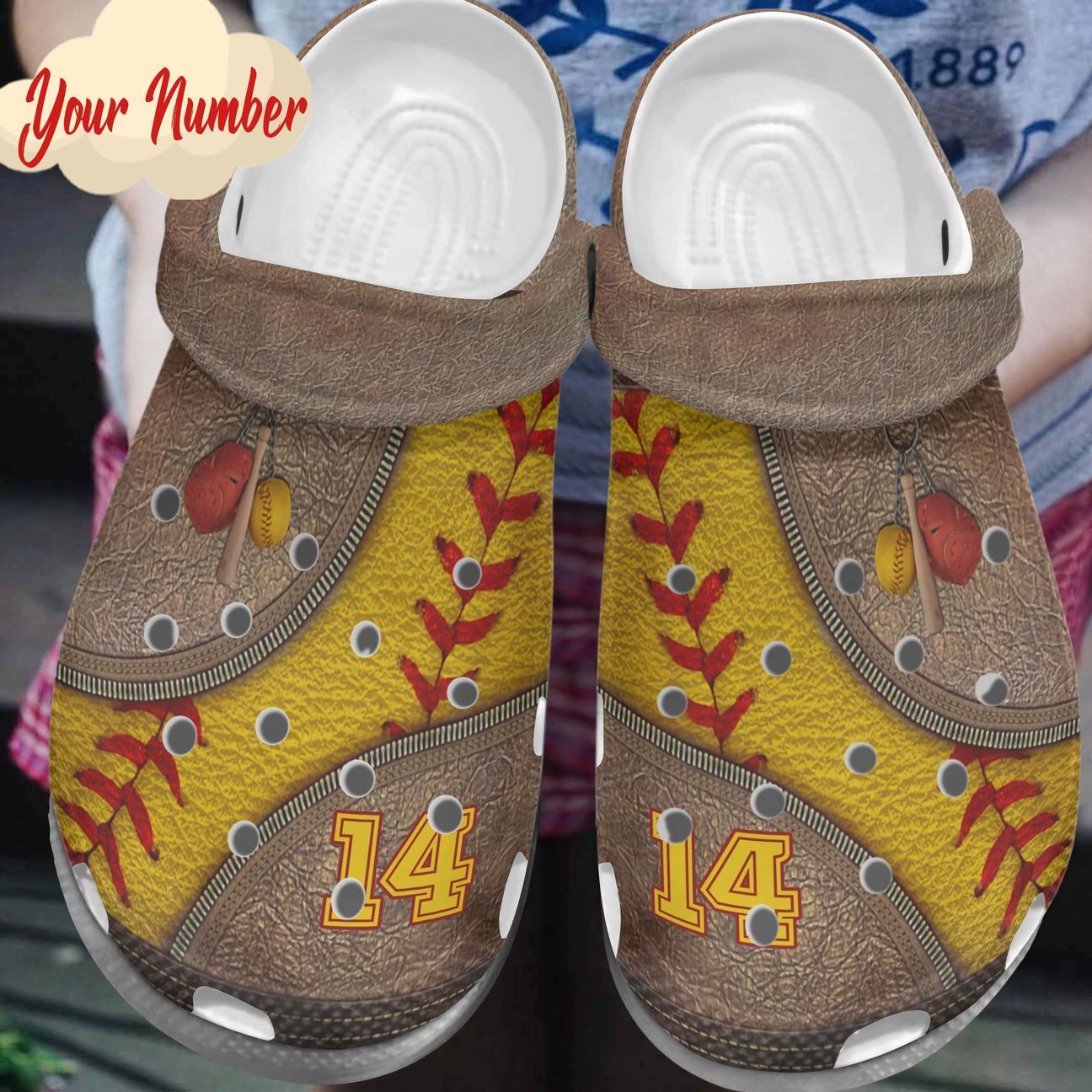 Softball Personalized Clog, Custom Name, Text, Color, Number Fashion Style For Women, Men, Kid, Print 3D Leather Design