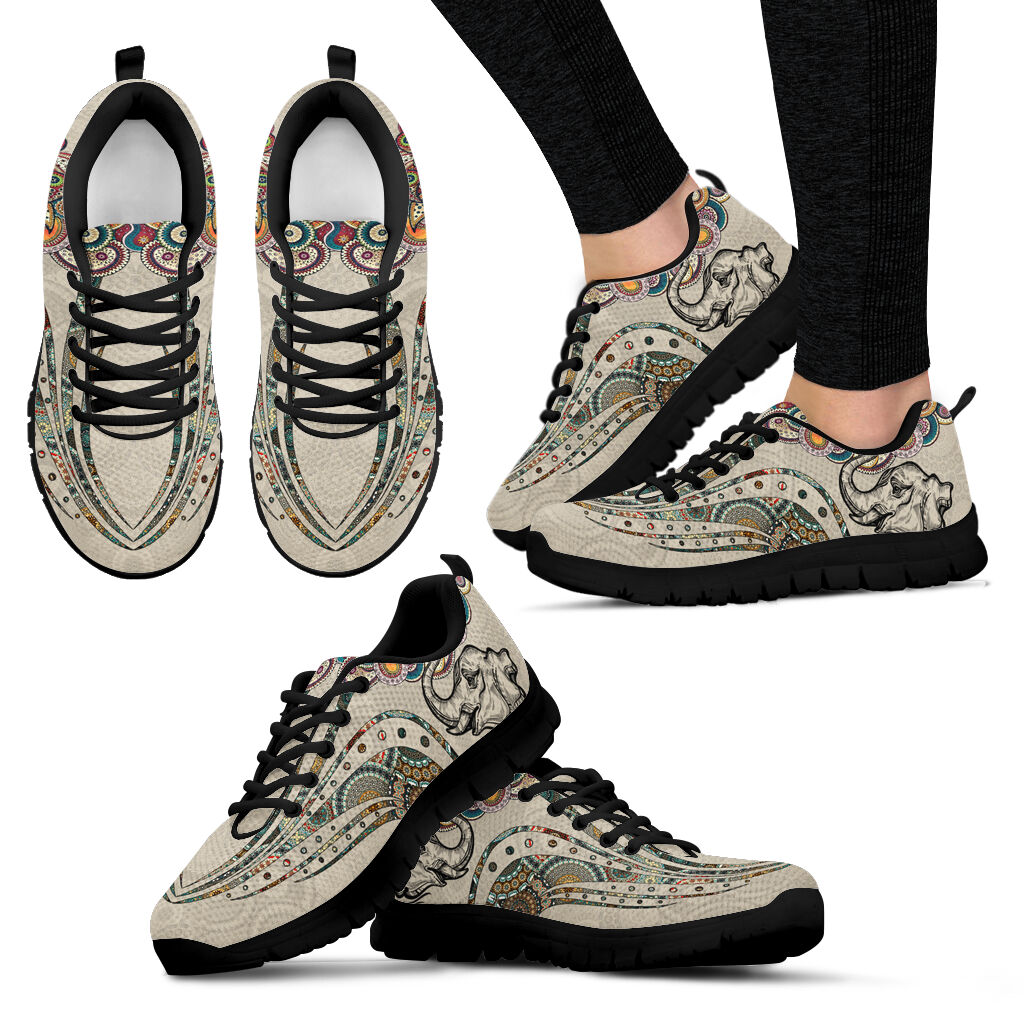 Elephants Mandala Wave Sky Sneaker Shoes Fashion Comfortable Walking Running Shoes Casual