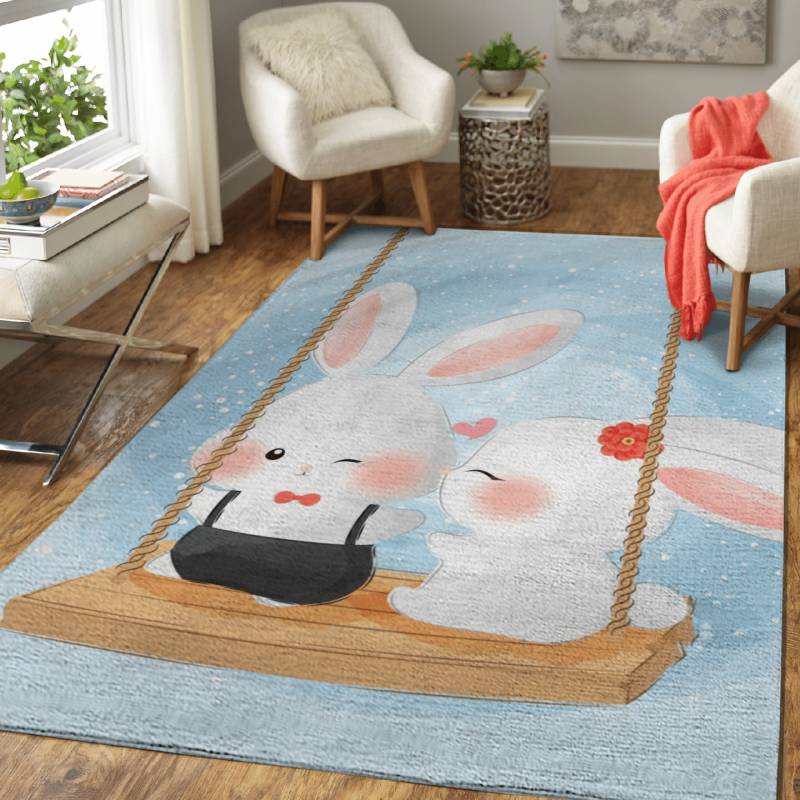 Cute little couple bunny – Cute Animals Area Rug Carpet