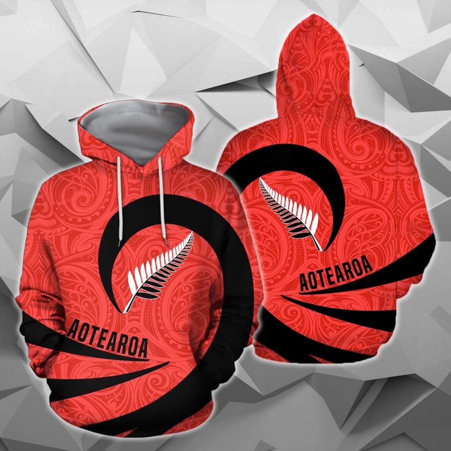 Aotearoa Hoodie Silver Fern Roll Into My Heart PL05