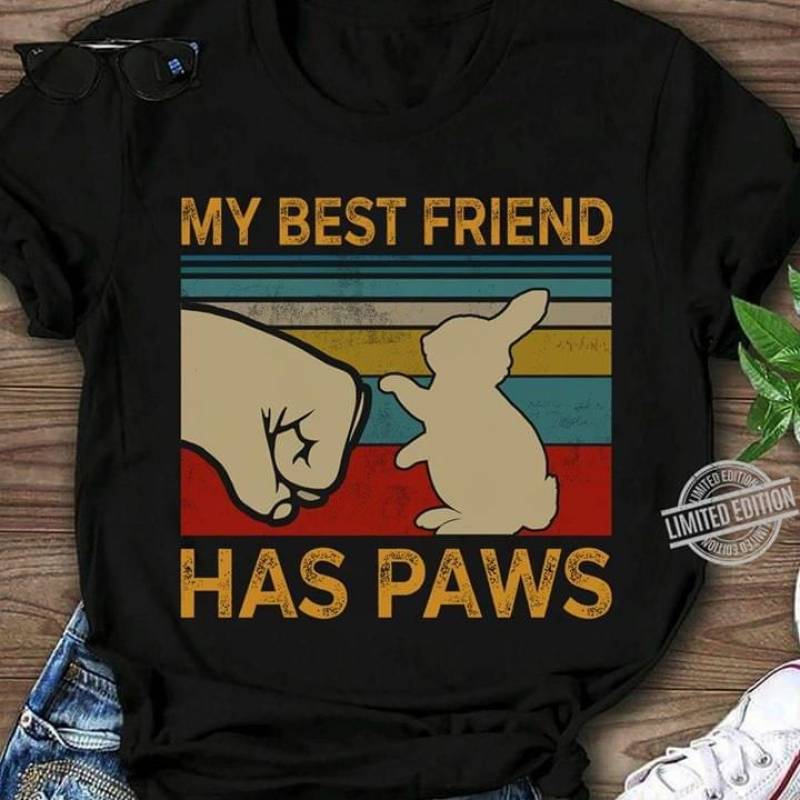 My Best Friend Has Paws Quotes And Beautiful Imagine Art Print Rabbit And Fist People Pretty Gift For Rabbit Lovers Black Men And Women T Shirt S-5Xl