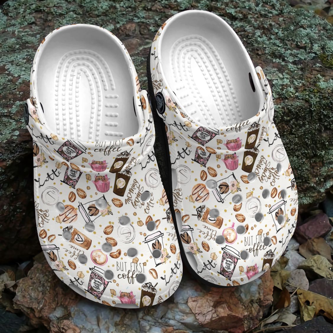 Coffee Personalized Clog, Custom Name, Text, Color, Number Fashion Style For Women, Men, Kid, Print 3D Drawing Coffee Pattern