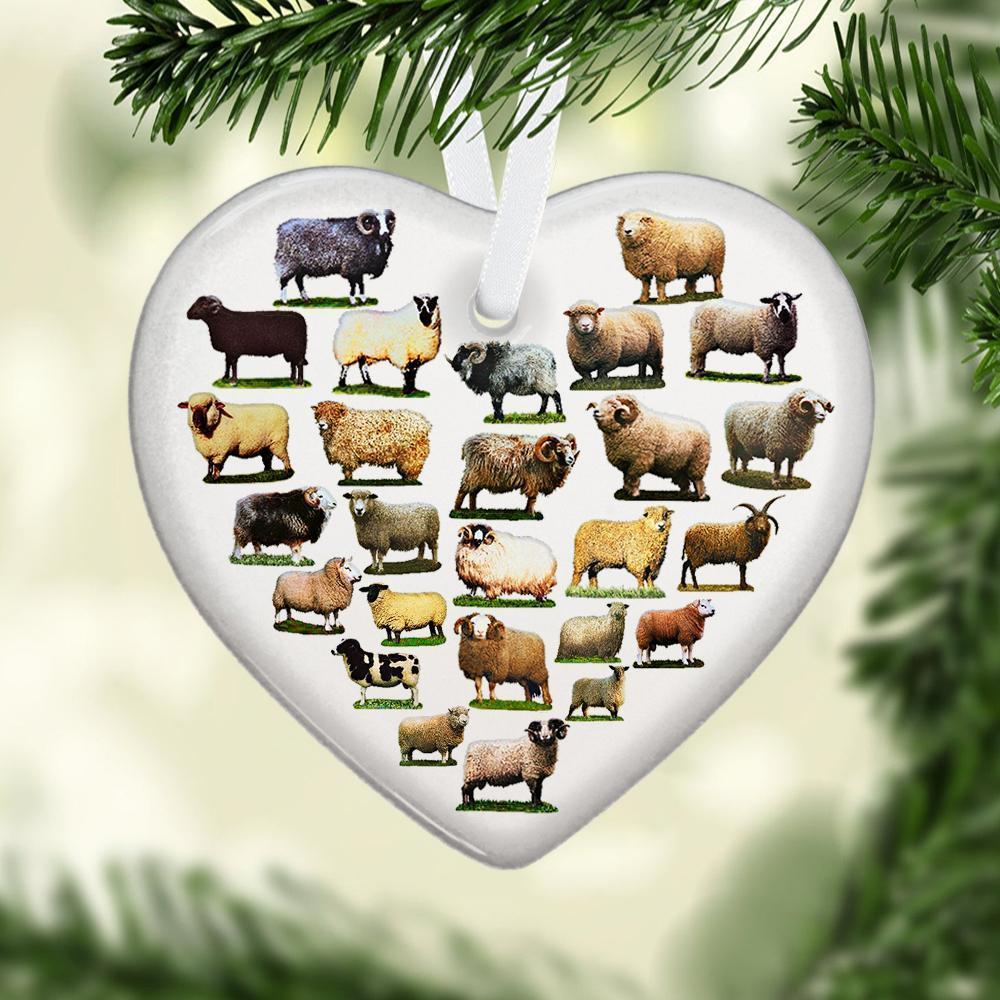 Sheeps Heart Ceramic Ornament Christmas Ornament Christmas Gift Ideas