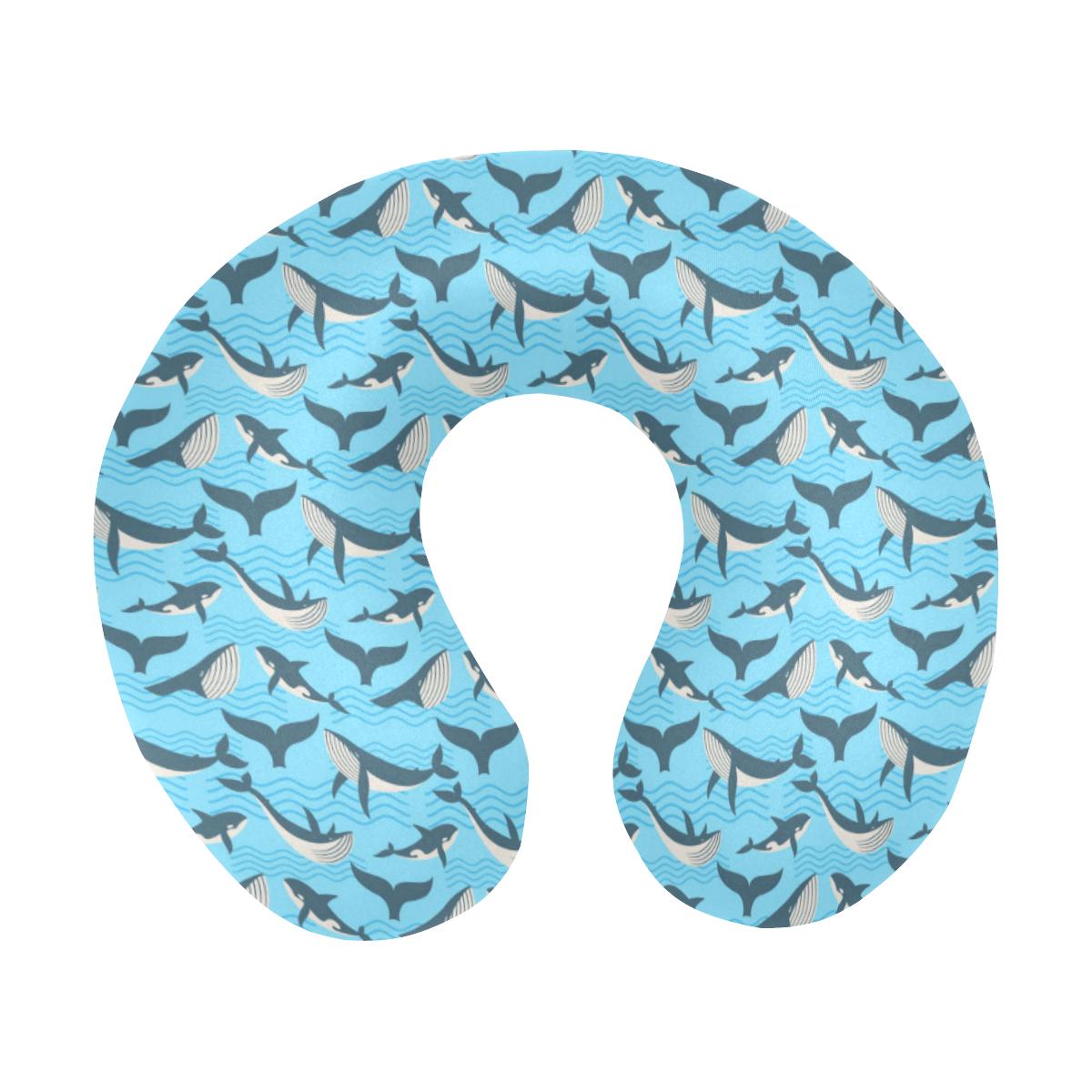 Whale Pattern Design Themed Print U-Shaped Travel Neck Pillow