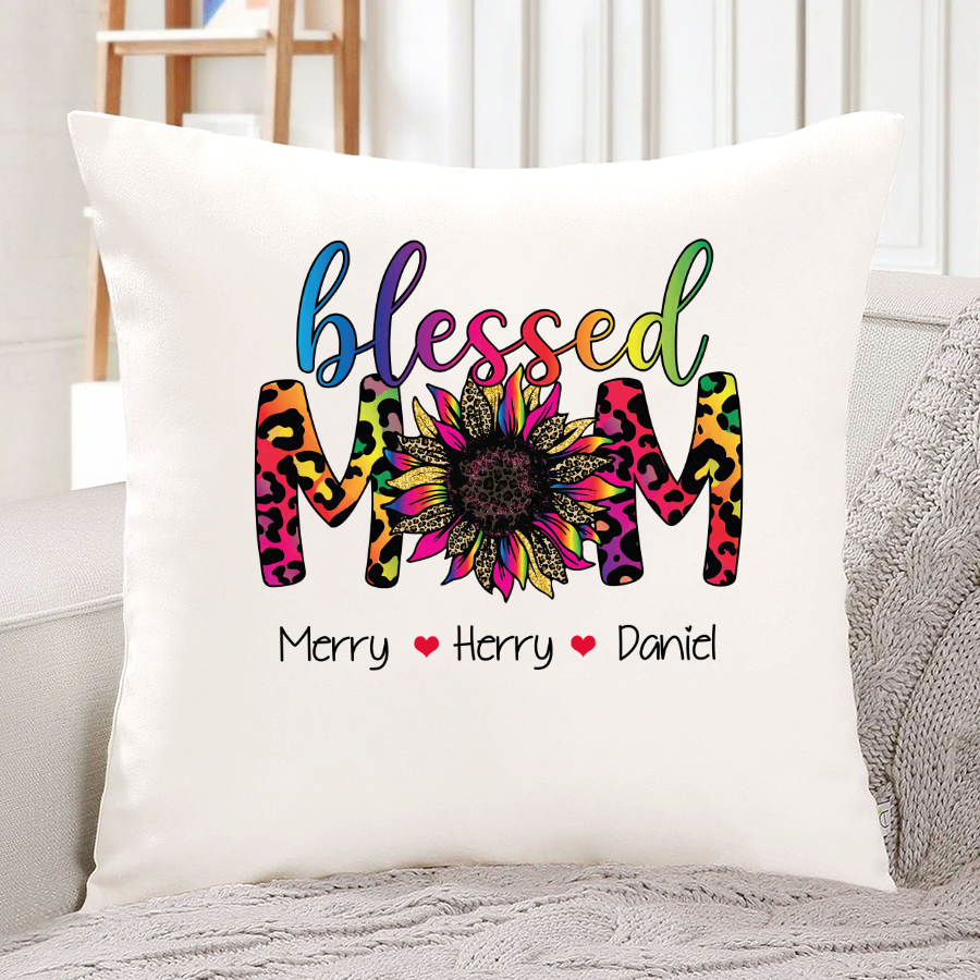 Personalized Mom Shirt, Blessed Mom With Kids, Mother’S Day Shirt, Mother’S Day Gift For Mom, Grandma, Mimi, Nana Indoor Pillow