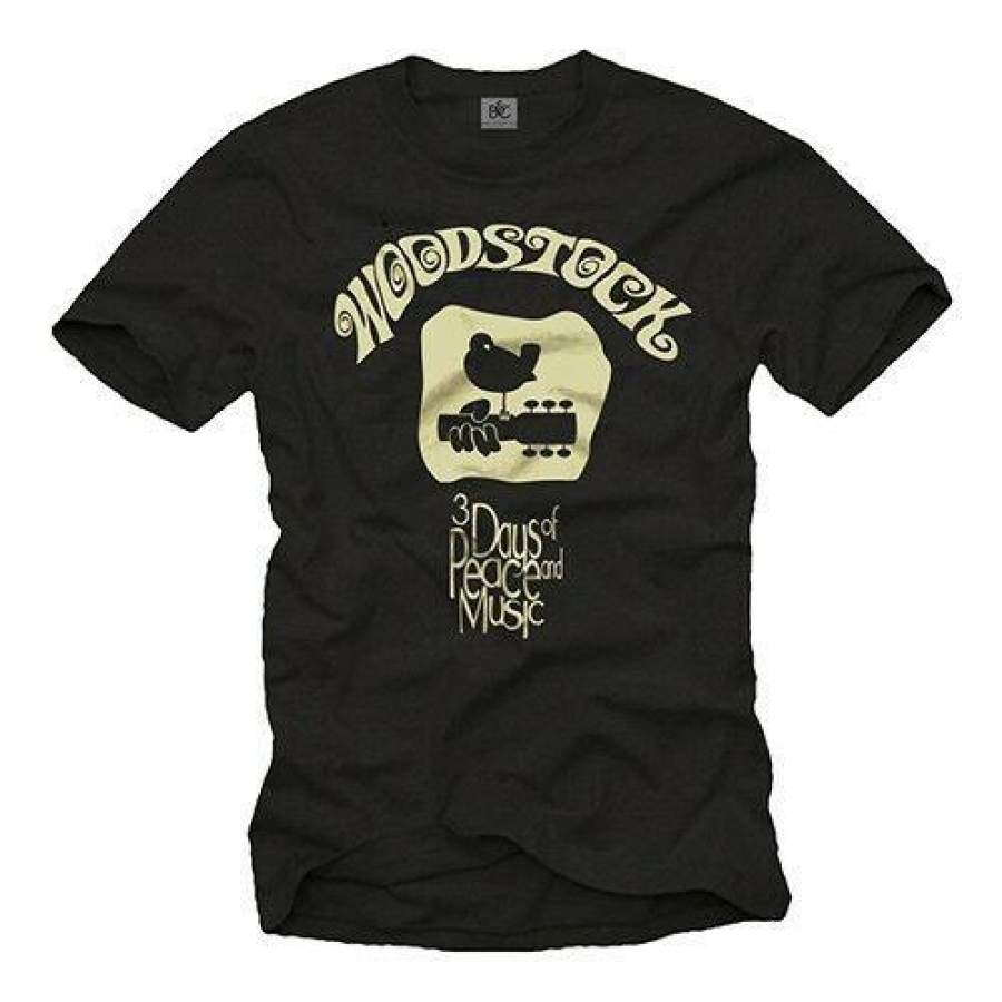 Vintage Musik Herren Woodstock Gitarre  T-Shirt