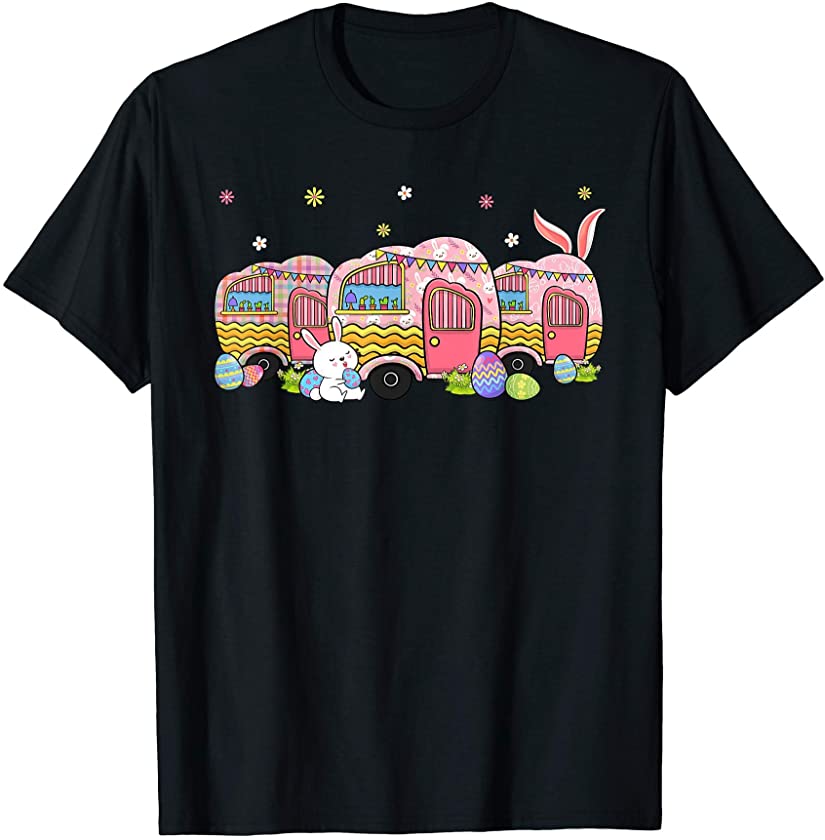 Camping Car Bunny Cute Easter Eggs Easter Day Gift Men Women T-Shirt