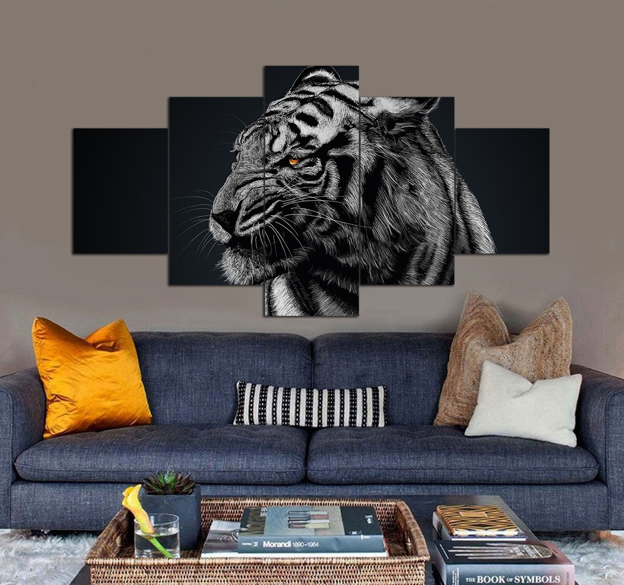 White Tiger 2 3D 5 piece canvas art