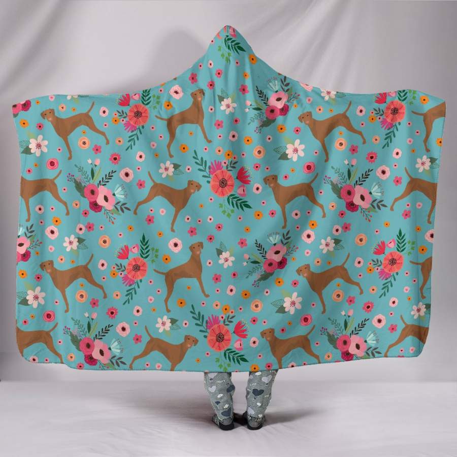 Vizsla Flower Hooded Blanket