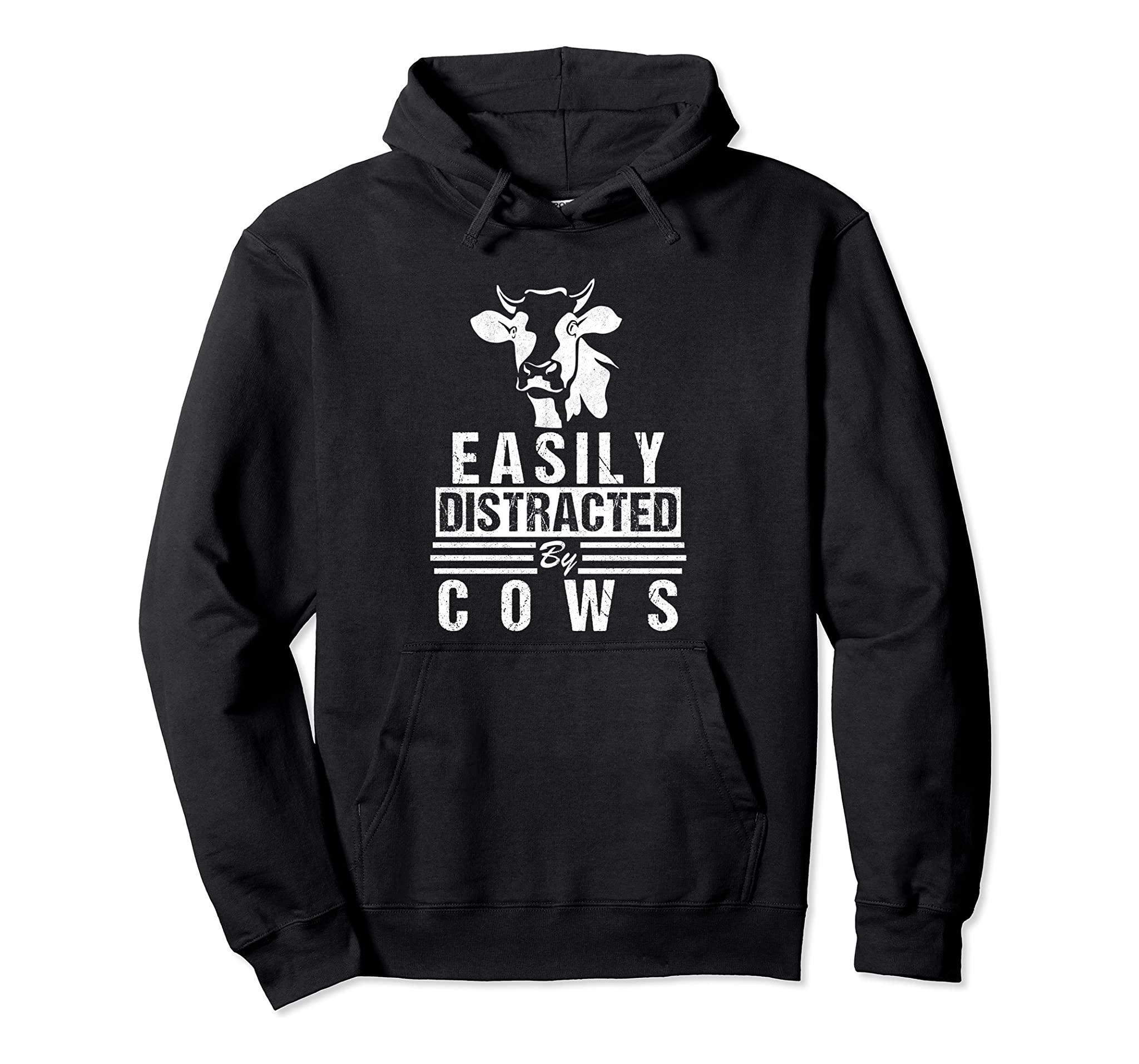 Easily Distracted By Cows Present For Farmers and Ranchers Pullover Hoodie