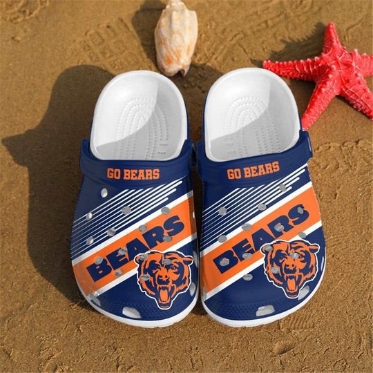 Chicago Bears Go Bears Stripe Crocs Classic Clogs Shoes