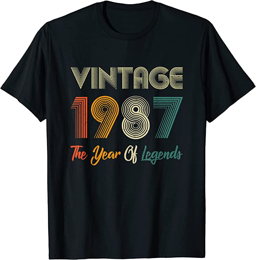 34th Birthday Gift – Vintage 1987 Retro Bday 34 Years Old T-Shirt