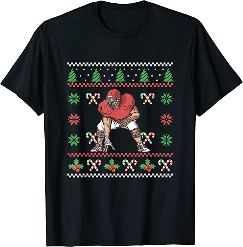 Ugly Christmas American Football Santa Claus New Year Sports T-Shirt