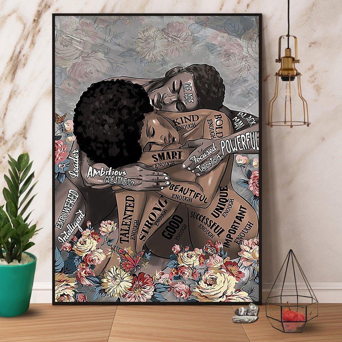 Black King And Queen Black Couple Kind Strong Talented Unique And Powerful Flower Great Print Poster No Frame