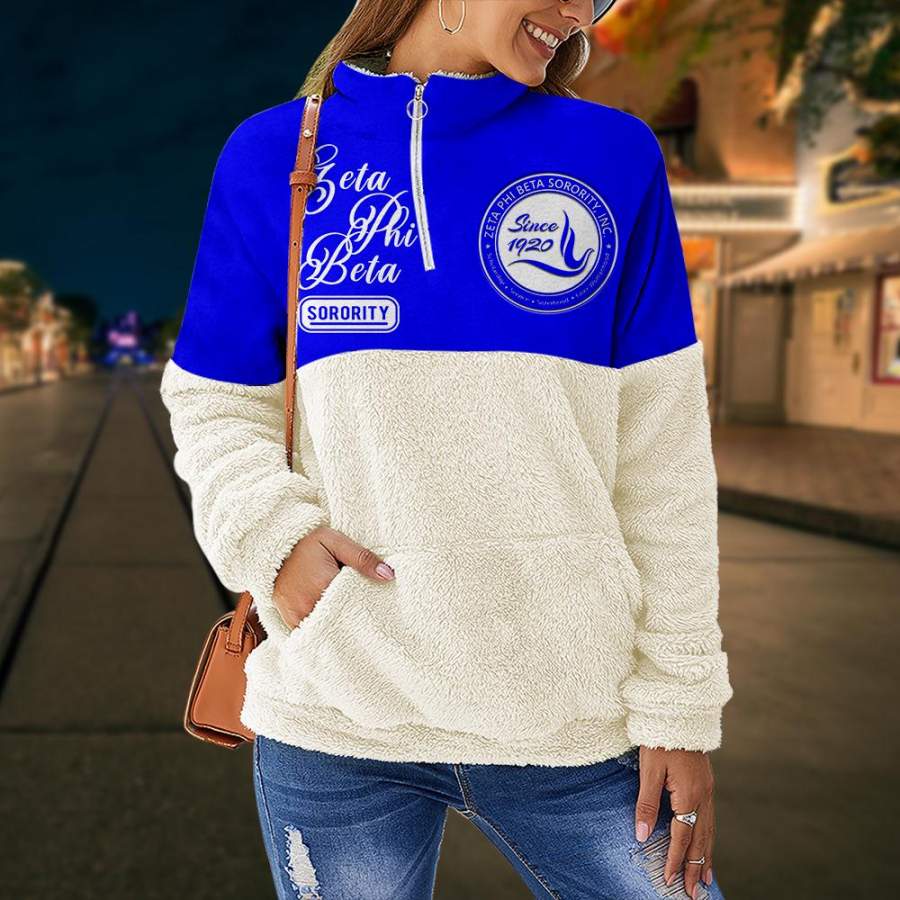 Zeta Phi Beta fleece stand collar sweatshirt 1