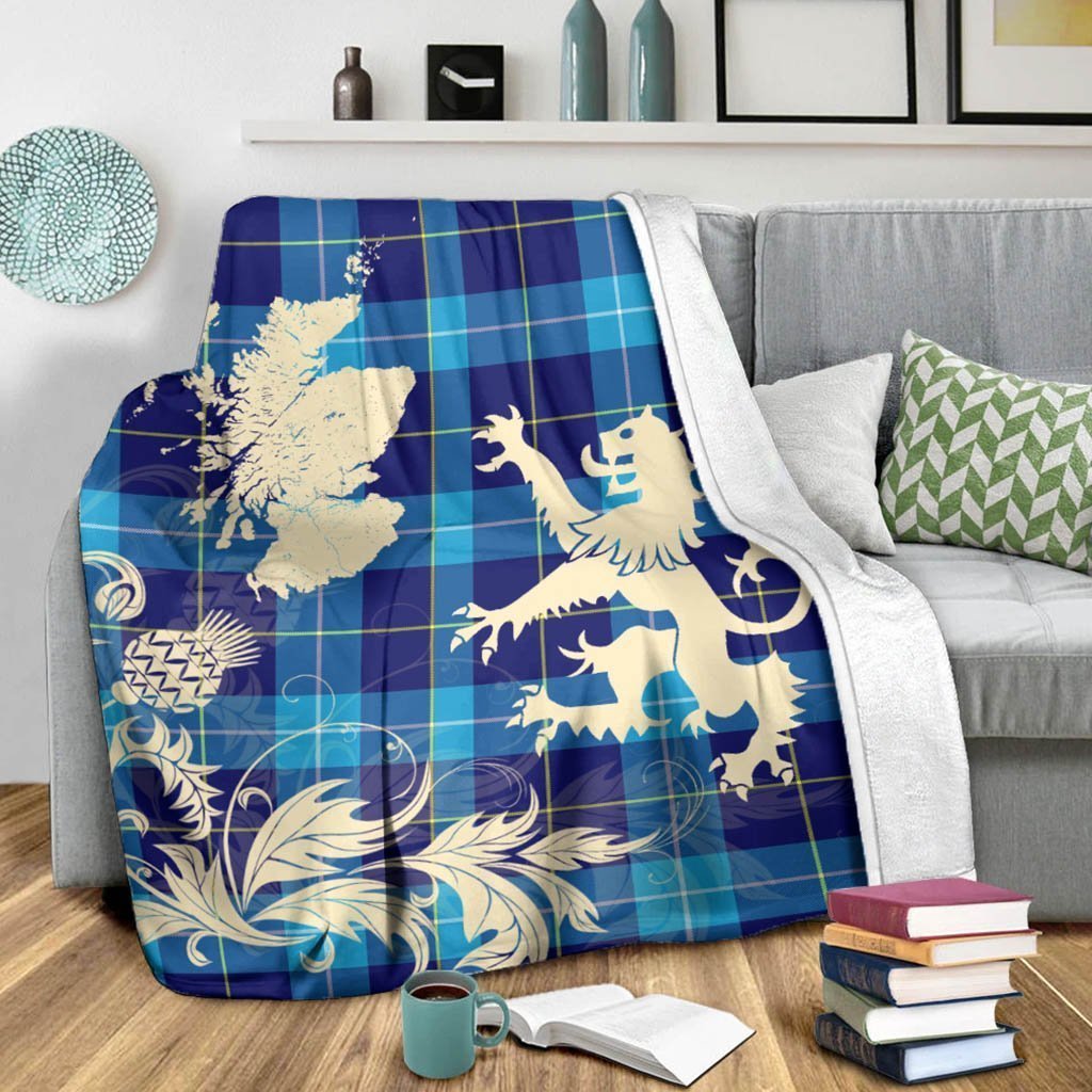 Tartan Blanket Mckerrell Tartan Scotland Lion Thistle Map Plaid Blanket