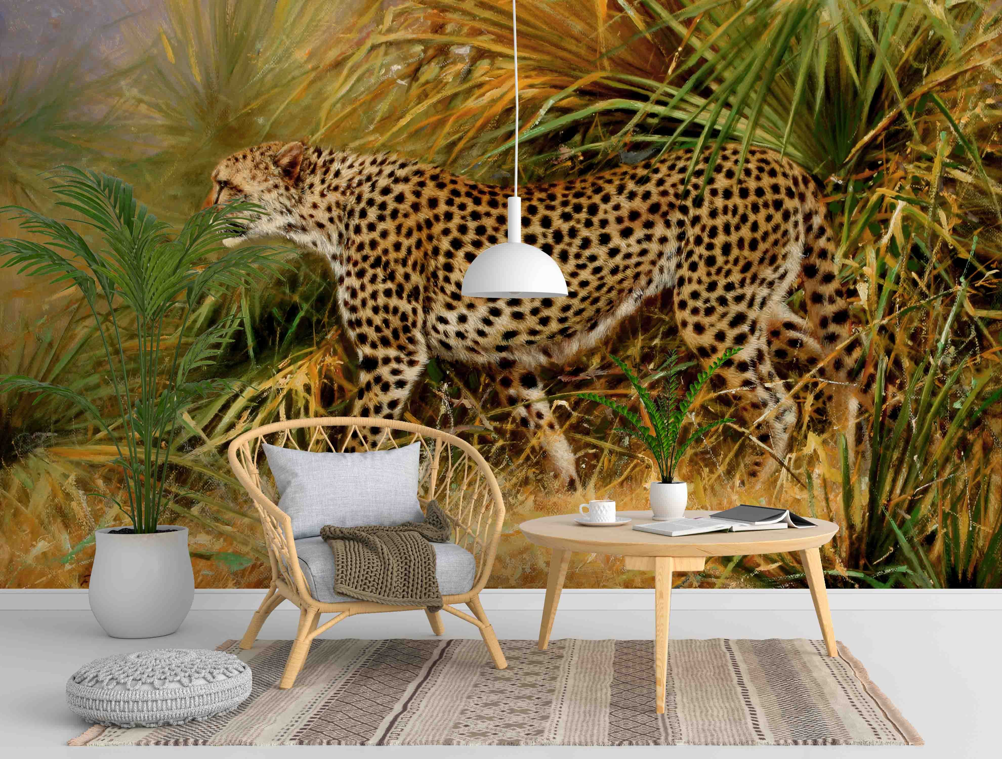 3D Realistic Grassland Leopard Animal Wall Mural Wallpaper Lxl 1624