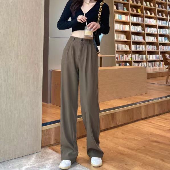 Trousers for Women Summer Women’s Suit Pants 2022 White High Waist Fluid Korean Style Wide Leg Palazzo Straight Fashion Casual alx