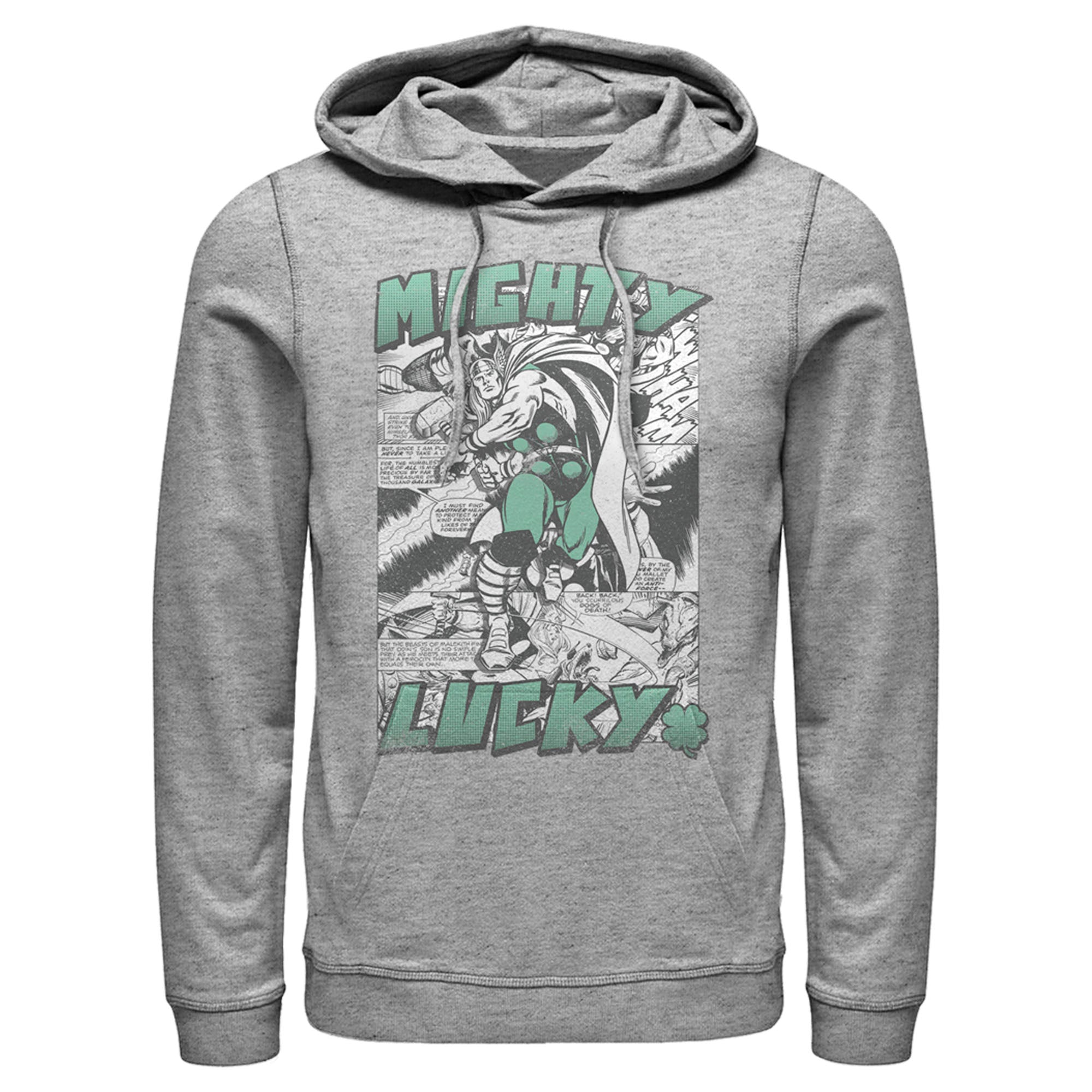 Men’S Marvel Thor Comic St. Patrick’S Day Mighty Lucky Pull Over Hoodie