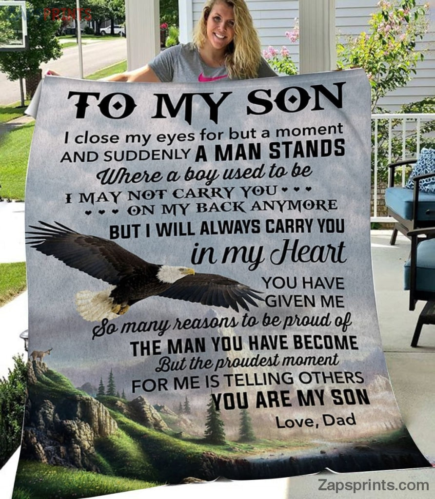 Gift For Son – To My Son – Eagle – A Man Stands – Blanket