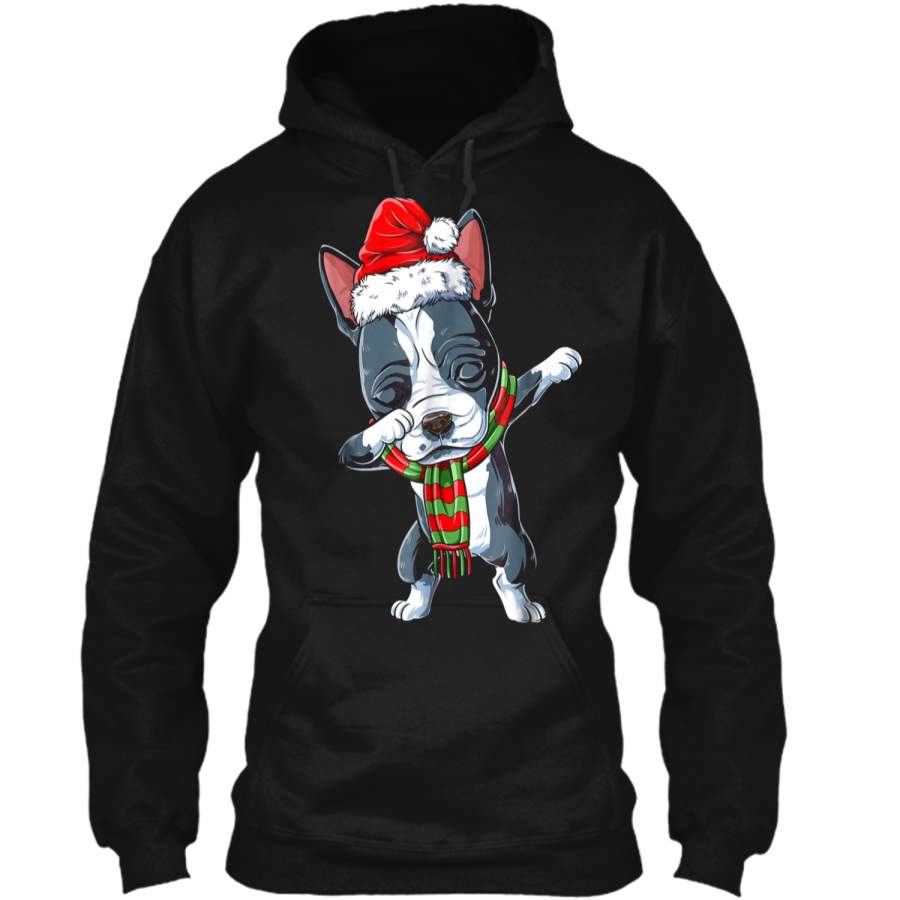Dabbing Boston Terrier Santa Christmas Kids Gifts Pullover Hoodie Christmas Gift Ideas