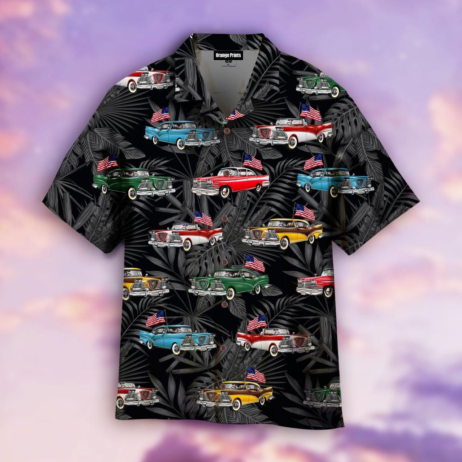 Vintage Car With American Flag Hawaii Shirt For Men And Women Ha82022