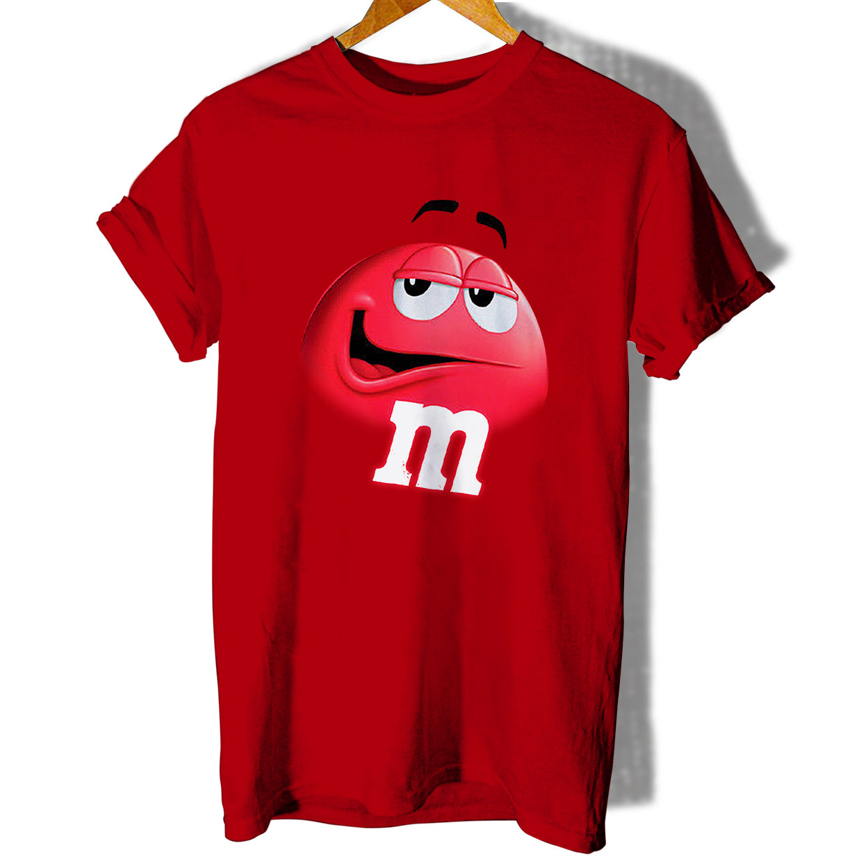 M N M Face Chocolate Candy Red Women T-Shirt