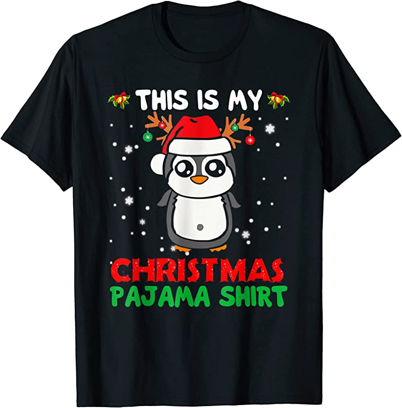 Christmas Penguin Shirt For Men Christmas 2021 Pajama Lights T-Shirt