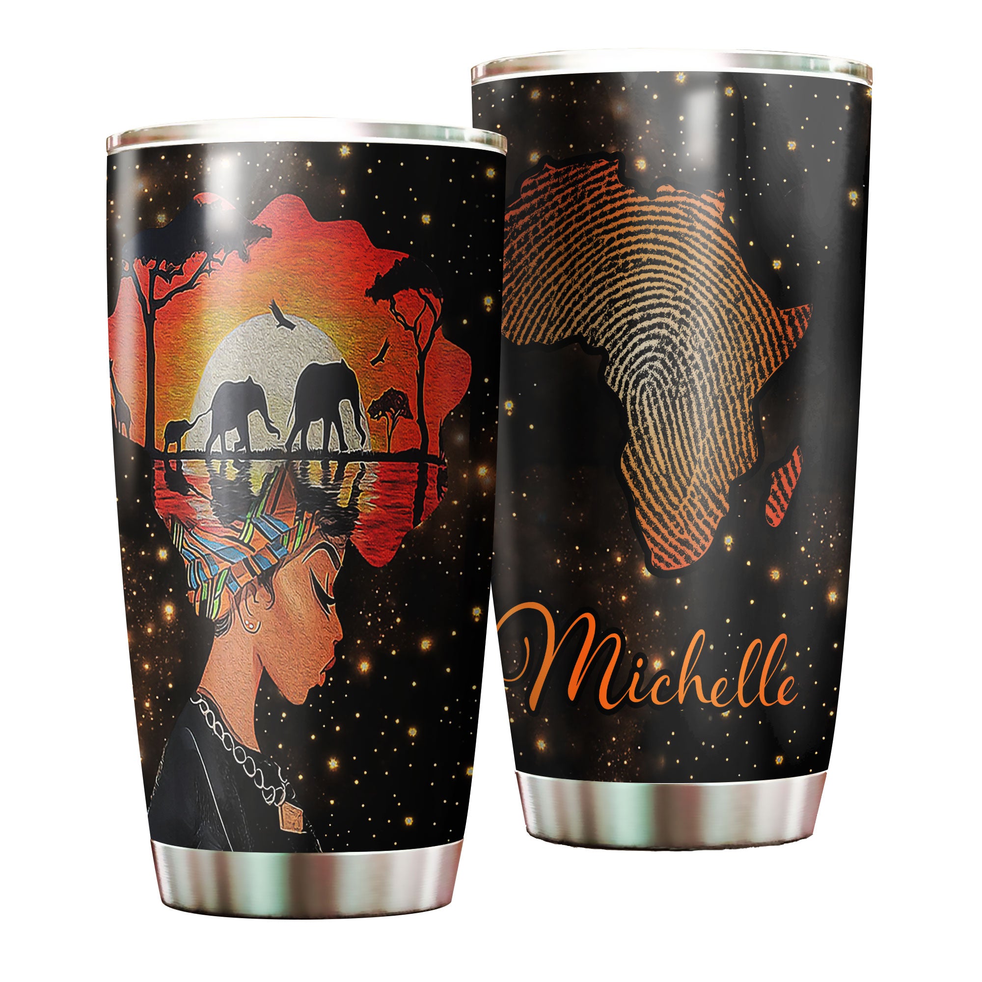 Personalized Black Women Roots Stainless Steel Tumbler – Double-Walled Insulation Vacumm Flask – Gift For Black Queen, International Women’S Day, Hippie Girls