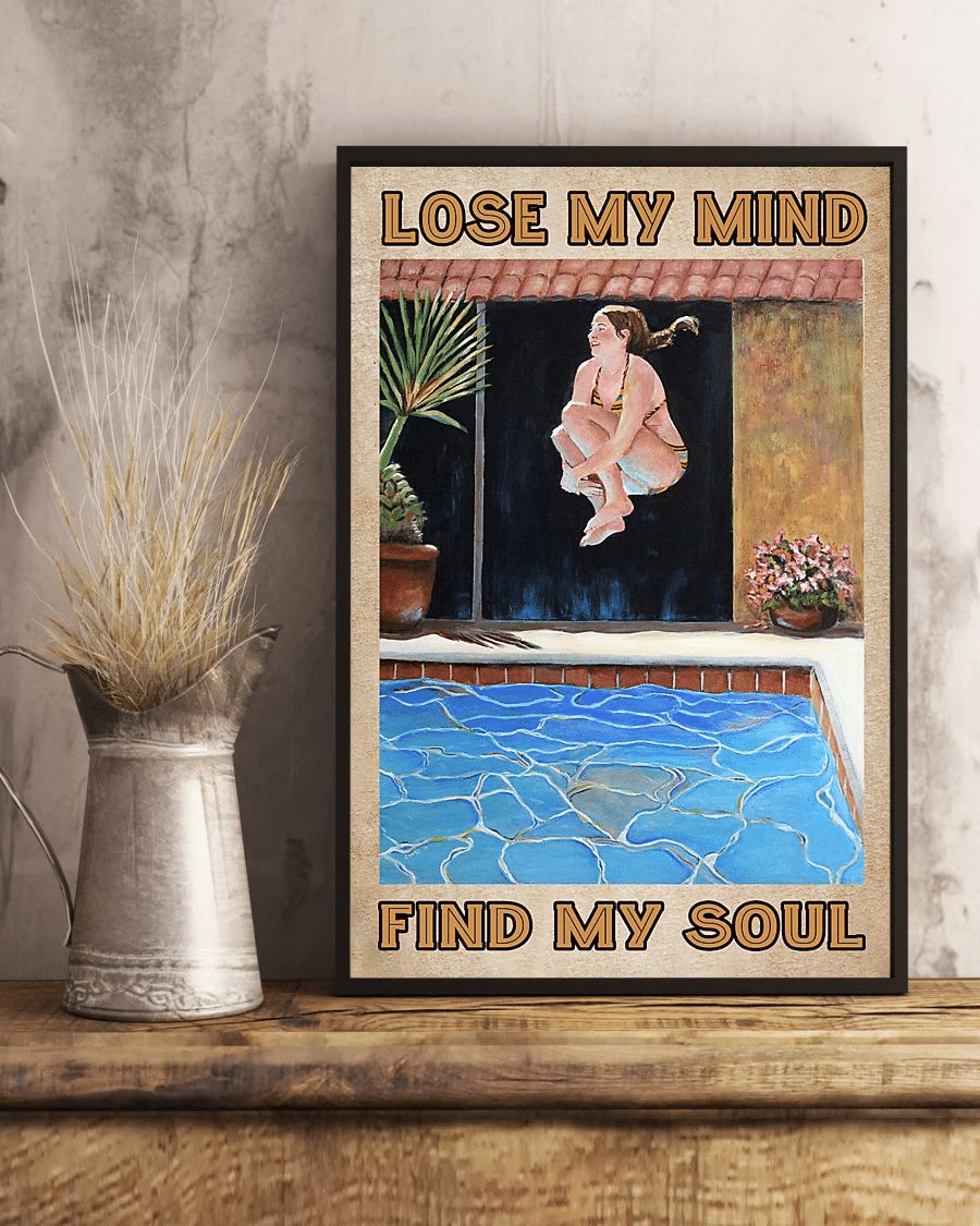 Swimming Girl Poster Canvas – Lose My Mind And Find My Soul Vintage Home Decor Wall Art Evg81330