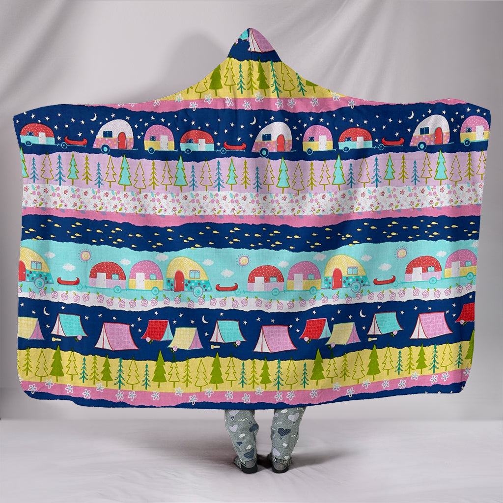 Happy Trails Camping Hooded Blanket ReadingLLC