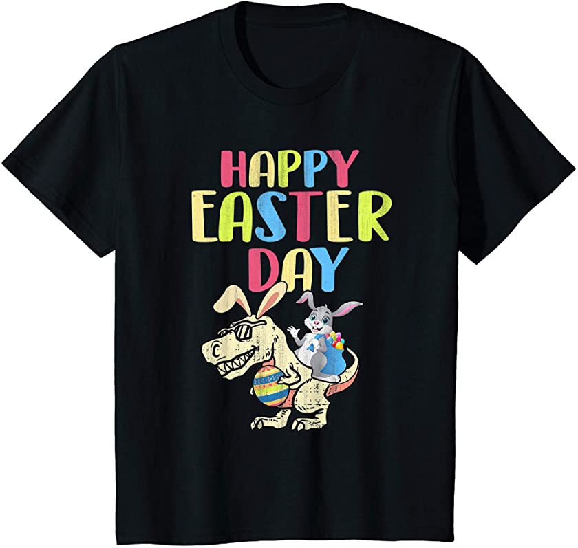 Kids Happy Easter Day T rex Bunny Egg Funny Boys Girls Kids T-Shirt