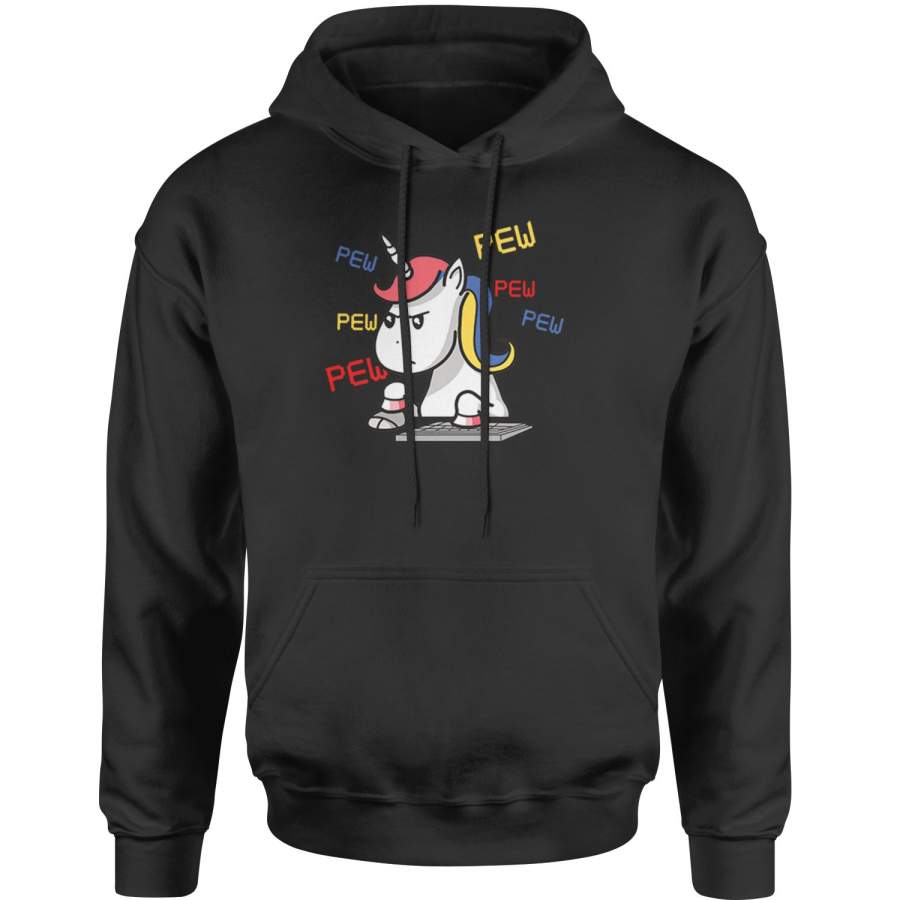 Gamer Unicorn Pew Pew Adult Hoodie Sweatshirt T-Shirt