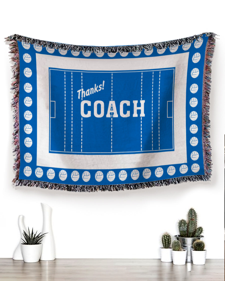 Woven Throw For Sports Lovers Christmas Gift, Thanks Coach – Water Polo, Cotton Blanket