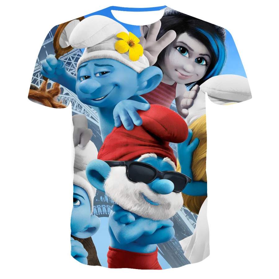 Unisex The Smurfs Tee 3D All-Over Print Shirt Pop Movie Summer T-Shirt