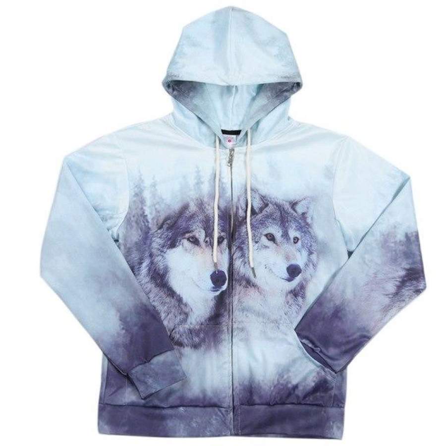 Alisister Zipper Hoodie 3d Wolf Sweatshirt Jacket Men’s Casual High Fashion Autumn Outwear Unisex Tracksuit With Pocket Dropship