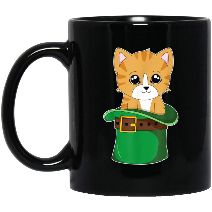 Cat Leprechaun Hat Mug Kid St Patricks Day Catty Kitten