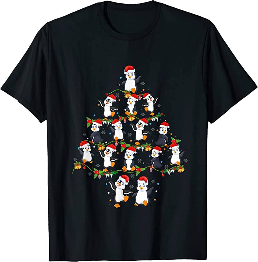 Family Pajama Sets Christmas Matching Penguin Xmas Tree T-Shirt