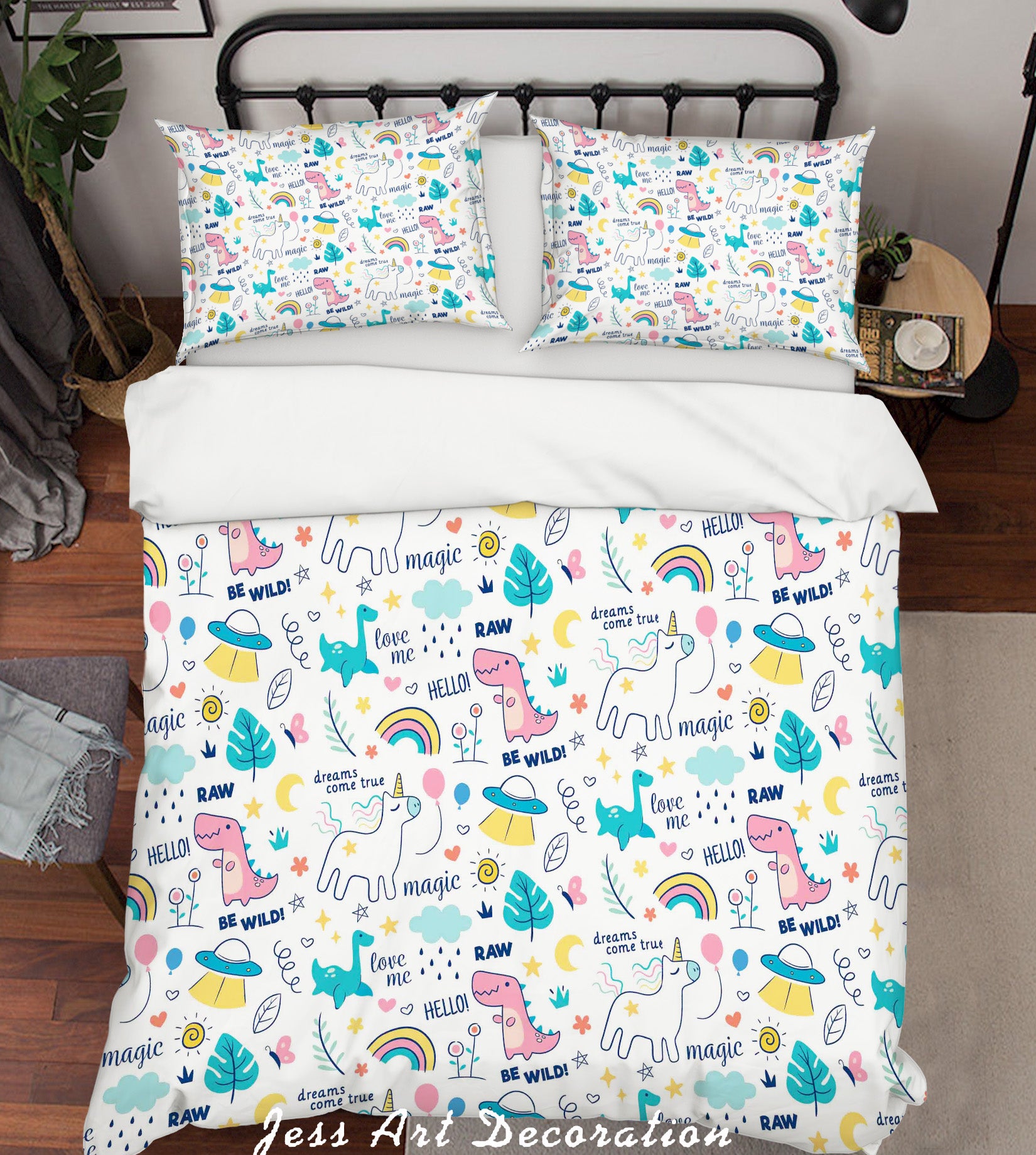 3D Color Cartoon Animals Dinosaur  Unicorn Quilt Cover Set Bedding Set Pillowcases  71