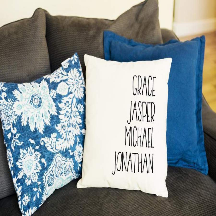 Personalized Family Names Throw Pillow Cover