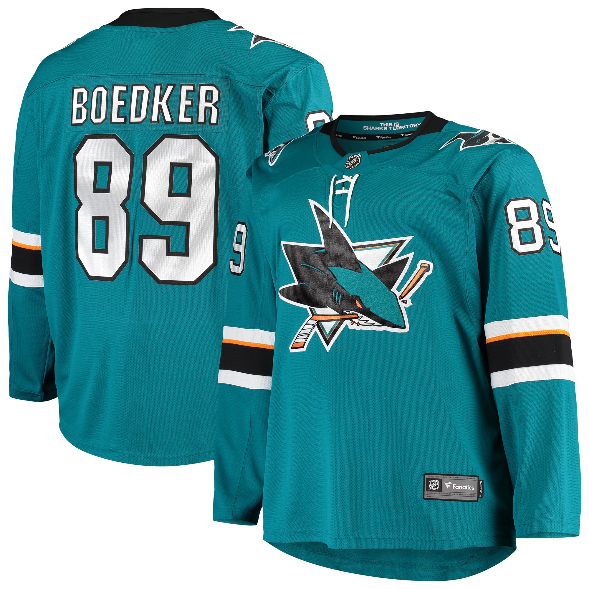 Mikkel Boedker San Jose Sharks Branded Breakaway Home Player Jersey – Teal