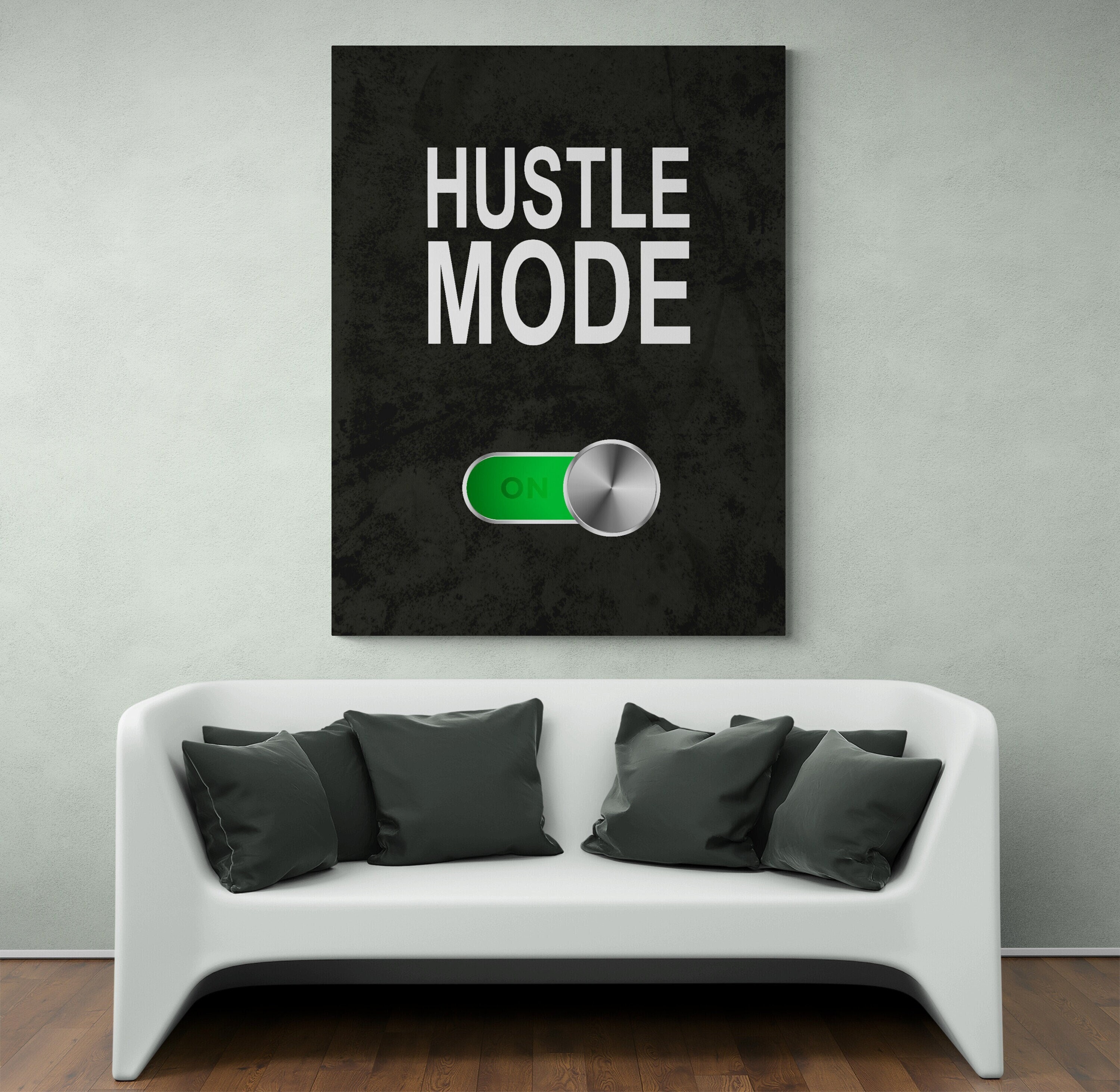 Hustle Motivational Mode On Wall Art, Motivational Canvas Hustle Wall Art for Home Decor, Unique & Exclusive Hustle Motivational Street Art