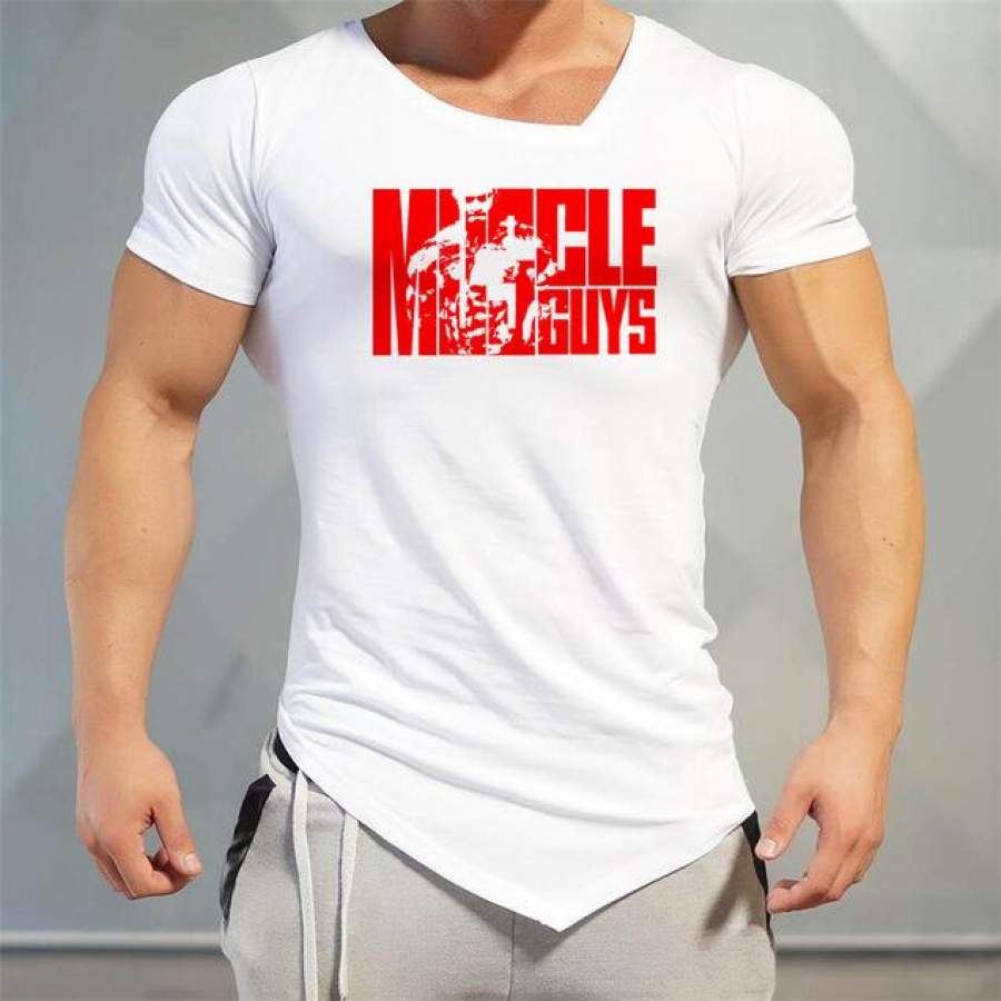 animal print Men T-Shirts Fitness gyms Clothing Workout V neck Cotton Bodybuilding T Shirt Men