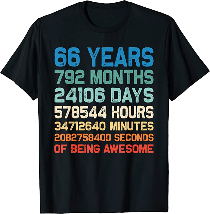 66 Years Old 66th Birthday Gift Vintage Retro 792 Months T-Shirt