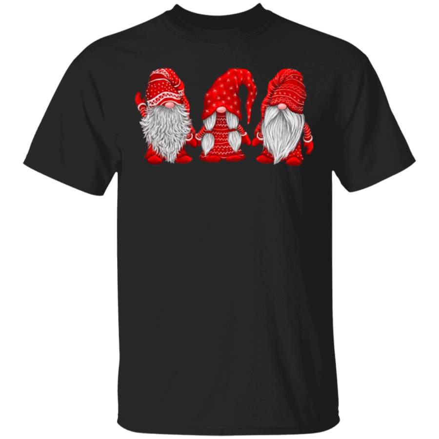 three gnomes in red costume Christmas gift T-Shirt