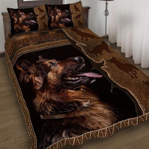 489DDTDOG-I Love German Shepherd Quilt Bed Set – Quilt – Sherpa BLANKET